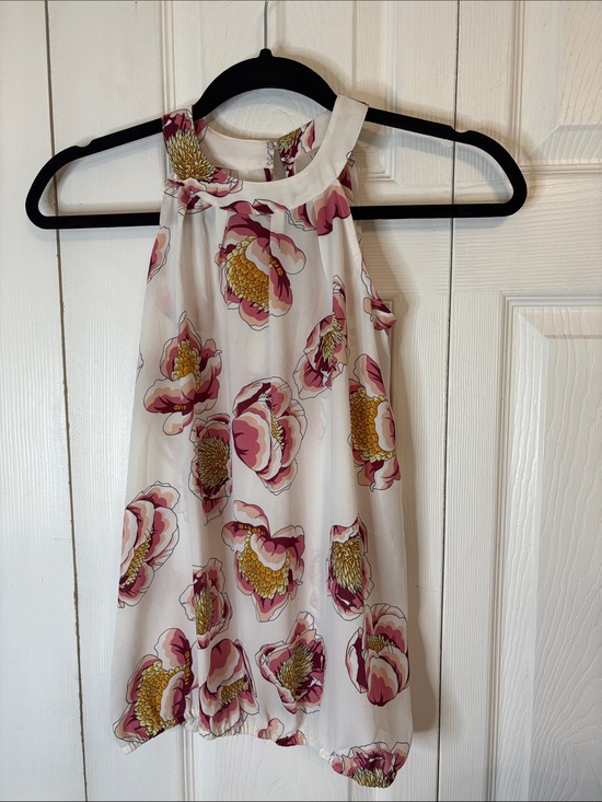 LOFT Tops - LOFT Floral Halter Top Petite PXXS- Pink, Mustard & White